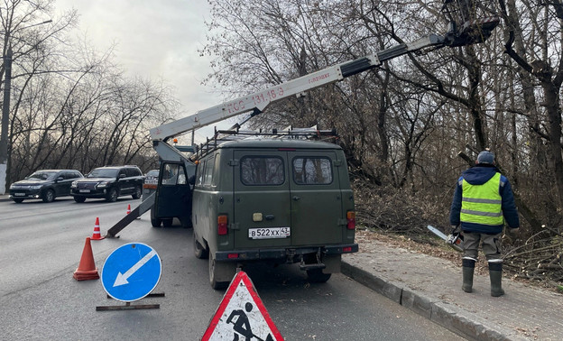 На Слободском тракте в Кирове убирают аварийные деревья — Кирово-Чепецк