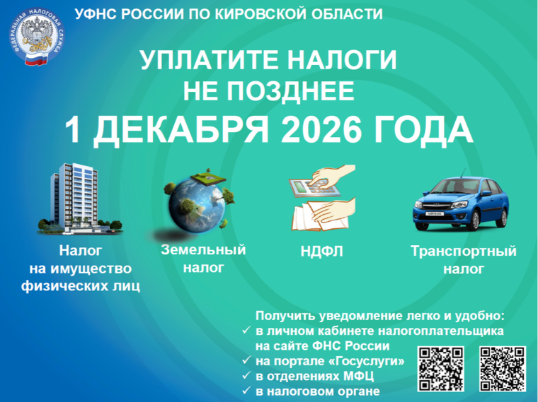 О исполнении налоговых уведомлений направленных в 2026 году — Кирово-Чепецк