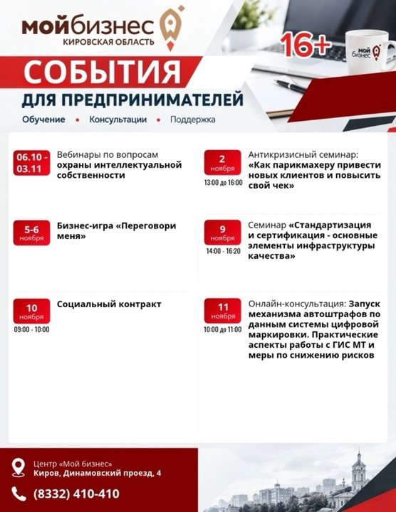 Центр «Мой бизнес» приглашает предпринимателей Кировской области на серию бесплатных мероприятий — Кирово-Чепецк